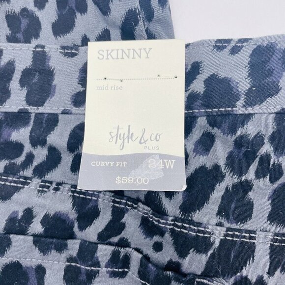 Style & Co Womens Plus Size 24W Curvy Animal-Print Skinny Jeans in Gray $50 - Picture 4 of 7